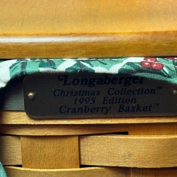 Vintage Longaberger Tan Basket with Green and Red Accents